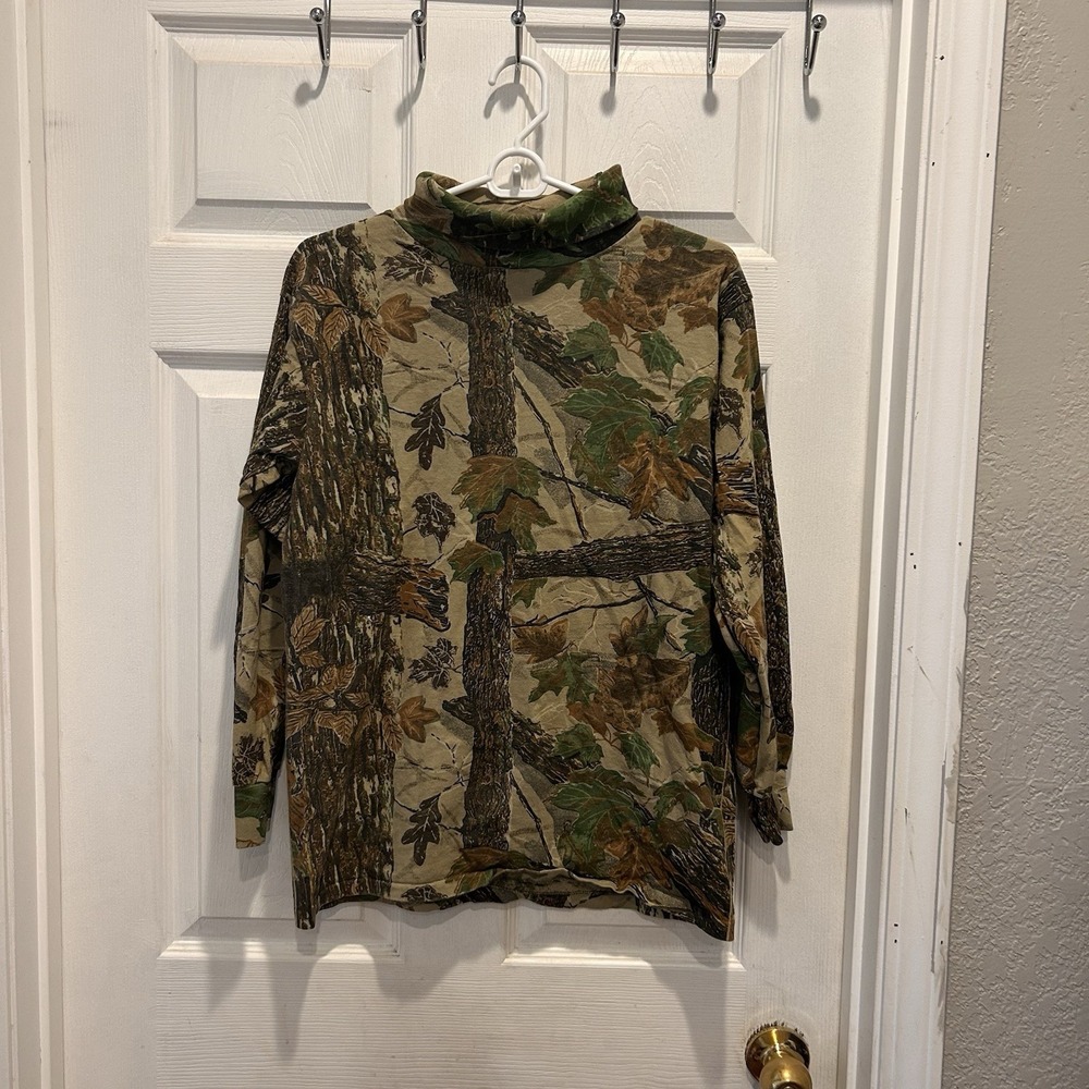 Vintage Spartan‎ Mens Realtree Advantage Camo Turtleneck Shirt Cotton USA S/M